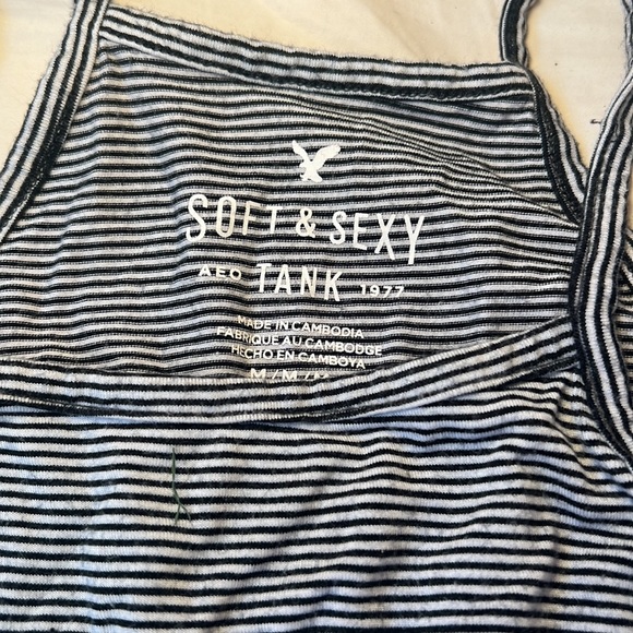 American Eagle Black and White Striped Tank - Picture 2 of 2